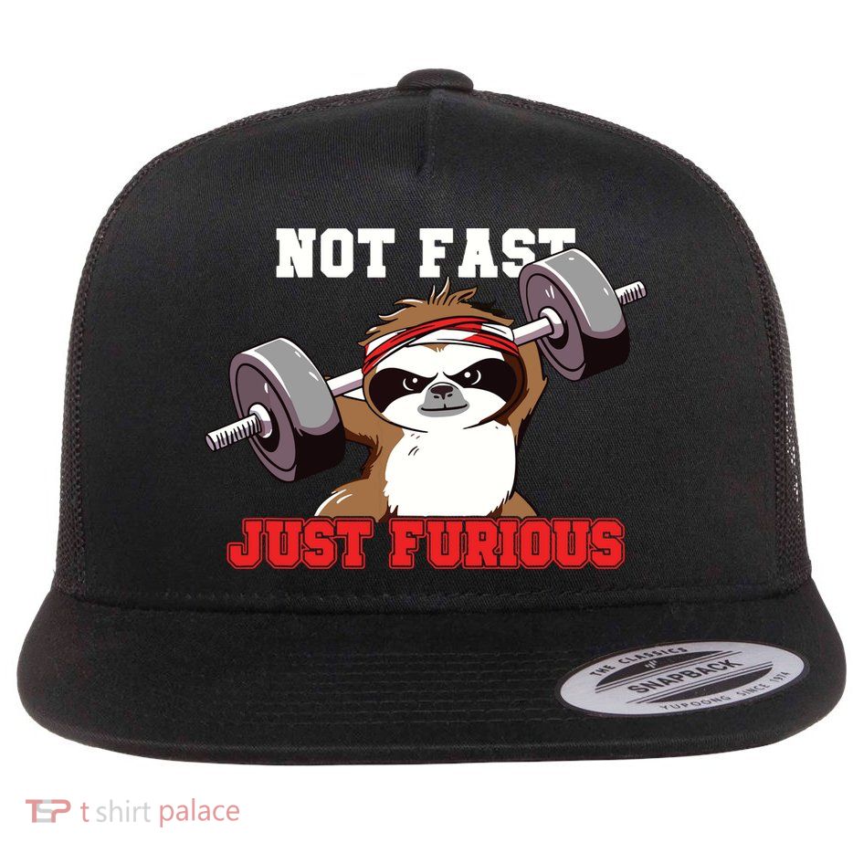 Not Fast Just Furious Weightlifting Sloth Funny Fitness Flatbill Hat