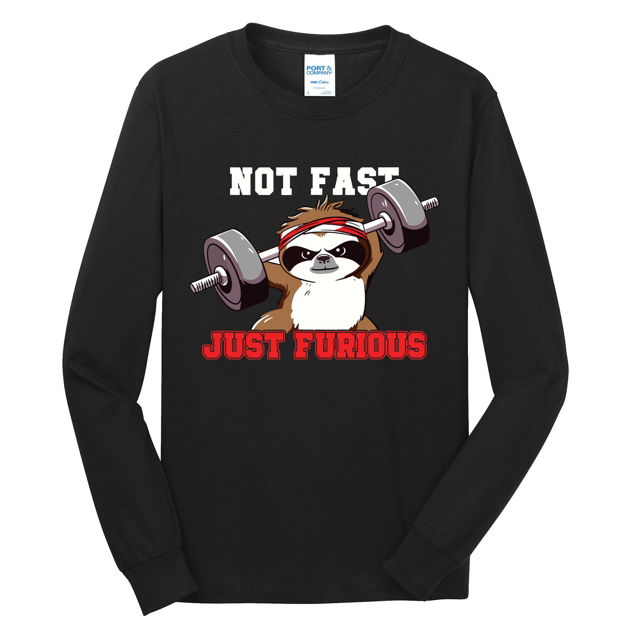 Not Fast Just Furious Weightlifting Sloth Funny Fitness Tall Long Sleeve T-Shirt