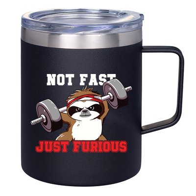 Not Fast Just Furious Weightlifting Sloth Funny Fitness 12oz Stainless Steel Coffee Mug