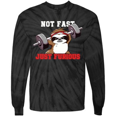 Not Fast Just Furious Weightlifting Sloth Funny Fitness Tie-Dye Long Sleeve Shirt
