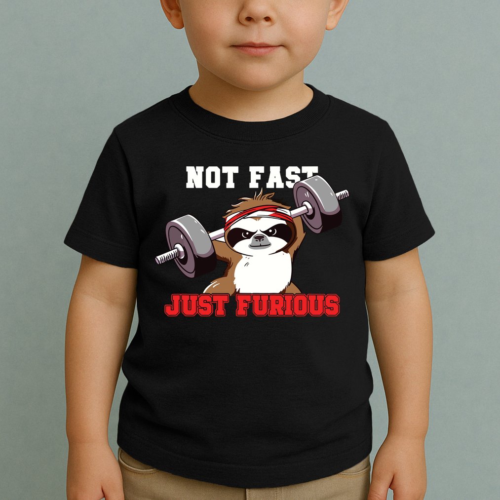 Not Fast Just Furious Weightlifting Sloth Funny Fitness Toddler T-Shirt