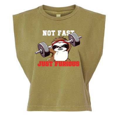 Not Fast Just Furious Weightlifting Sloth Funny Fitness Garment-Dyed Women's Muscle Tee