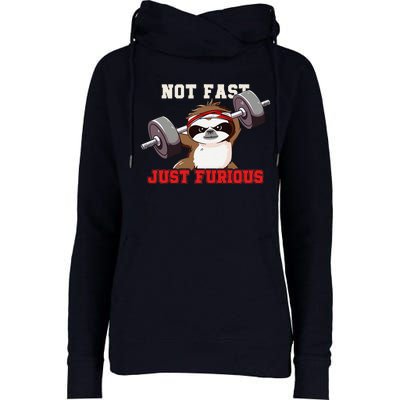 Not Fast Just Furious Weightlifting Sloth Funny Fitness Womens Funnel Neck Pullover Hood