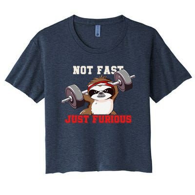 Not Fast Just Furious Weightlifting Sloth Funny Fitness Women's Crop Top Tee