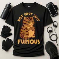 Not Fast Just Furious Funny Cute Grumpy Fat Cat Pet Lovers Performance Shirt