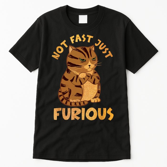 Not Fast Just Furious Funny Cute Grumpy Fat Cat Pet Lovers Tall T-Shirt