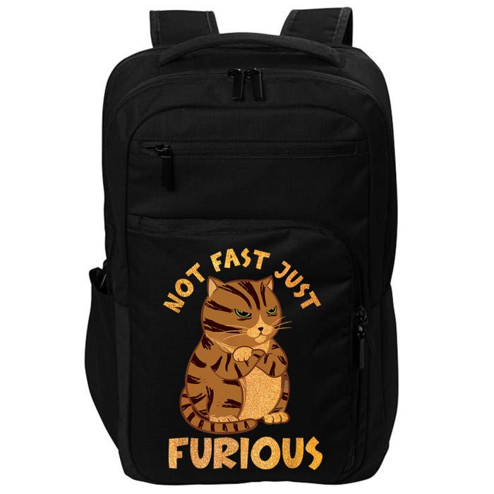 Not Fast Just Furious Funny Cute Grumpy Fat Cat Pet Lovers Impact Tech Backpack