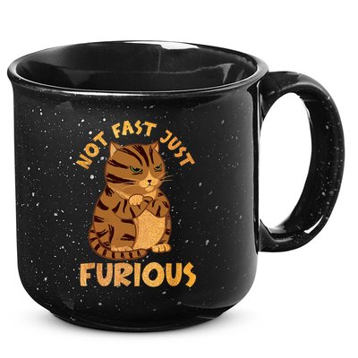 Not Fast Just Furious Funny Cute Grumpy Fat Cat Pet Lovers 15oz Campfire Ceramic Mug