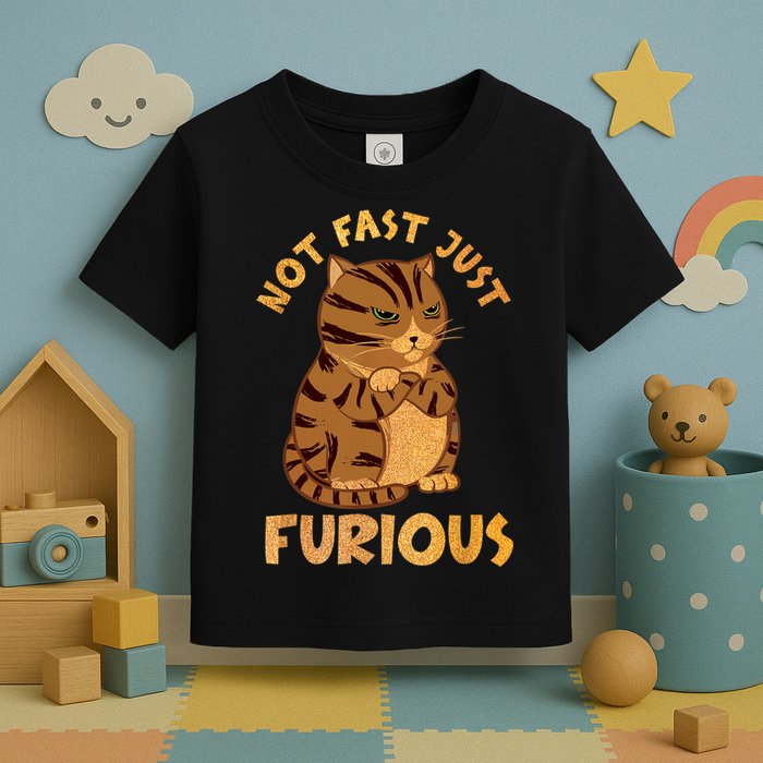 Not Fast Just Furious Funny Cute Grumpy Fat Cat Pet Lovers Toddler T-Shirt