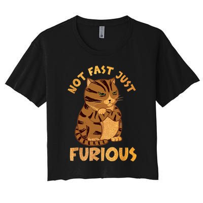 Not Fast Just Furious Funny Cute Grumpy Fat Cat Pet Lovers Crop Top