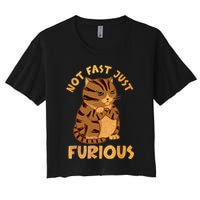Not Fast Just Furious Funny Cute Grumpy Fat Cat Pet Lovers Crop Top
