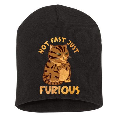 Not Fast Just Furious Funny Cute Grumpy Fat Cat Pet Lovers Short Acrylic Beanie