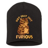 Not Fast Just Furious Funny Cute Grumpy Fat Cat Pet Lovers Short Acrylic Beanie