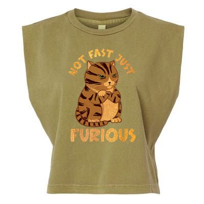Not Fast Just Furious Funny Cute Grumpy Fat Cat Pet Lovers Garment-Dyed Women's Muscle Tee