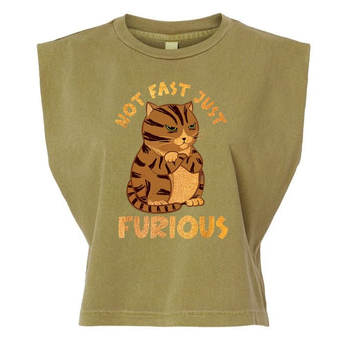 Not Fast Just Furious Funny Cute Grumpy Fat Cat Pet Lovers Garment-Dyed Women's Muscle Tee