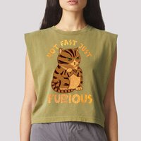 Not Fast Just Furious Funny Cute Grumpy Fat Cat Pet Lovers Garment-Dyed Women's Muscle Tee