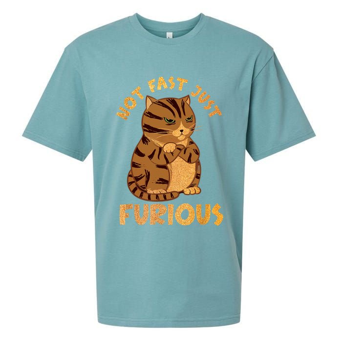 Not Fast Just Furious Funny Cute Grumpy Fat Cat Pet Lovers Sueded Cloud Jersey T-Shirt