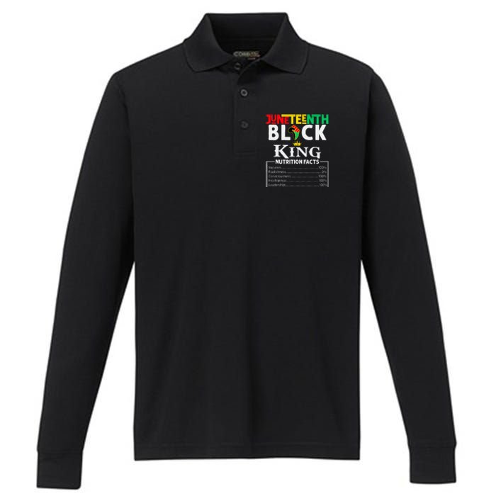 Nutritional Facts Juneteenth 1865 Black King Black Queen Performance Long Sleeve Polo