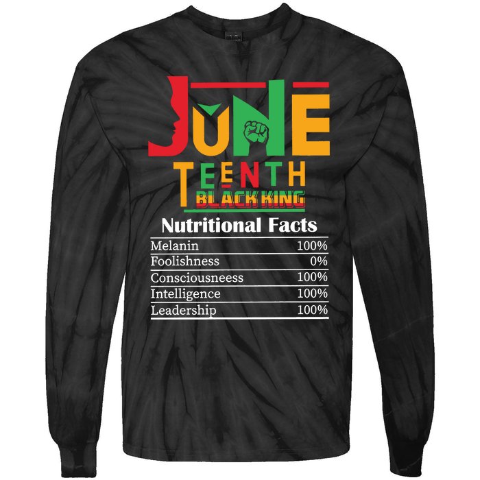 Nutritional Facts Juneteenth 1865 Black King Tie-Dye Long Sleeve Shirt