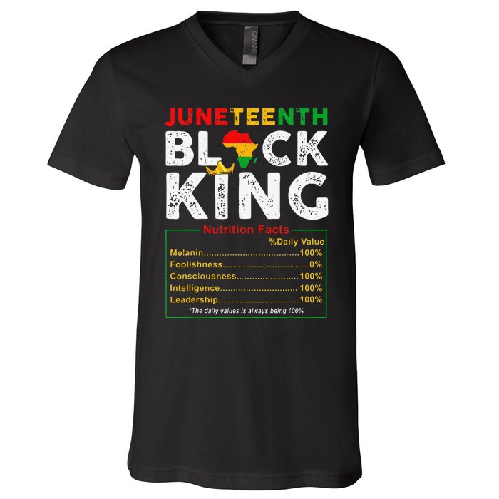 Nutritional Facts Juneteenth 1865 Black King Black Queen V-Neck T-Shirt