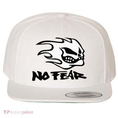 NO FEAR Just FEARLESS 90s Retro Skater Teen Nostalgia Fire Wool Snapback Cap