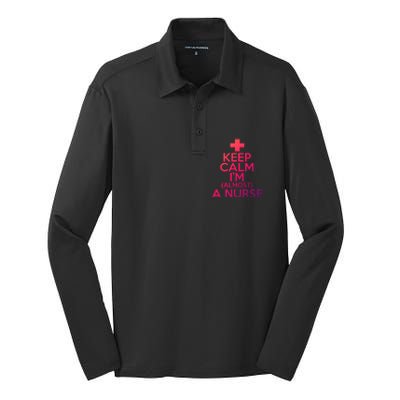 Nurse Funny Keep Calm Im Almost A Nurse Great Gift Silk Touch Performance Long Sleeve Polo