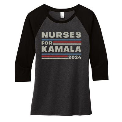 Nurses For Kamala 2024 Harris For President 2024 Election Women's Tri-Blend 3/4-Sleeve Raglan Shirt