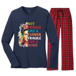 Not Fragile Like A Flower Fragile Like A Bomb Women's Long Sleeve Flannel Pajama Set 