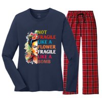 Not Fragile Like A Flower Fragile Like A Bomb Women's Long Sleeve Flannel Pajama Set 