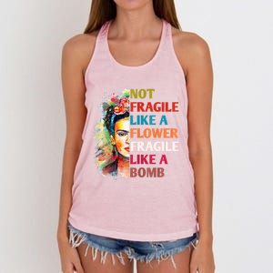 Not Fragile Like A Flower Fragile Like A Bomb Women's Knotted Racerback Tank