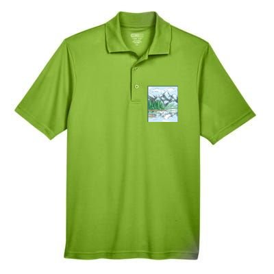 Nature Forest Lake Mountain Landscape Men's Origin Performance Piqué Polo