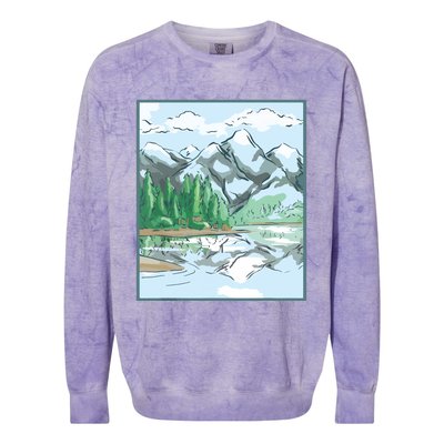 Nature Forest Lake Mountain Landscape Colorblast Crewneck Sweatshirt