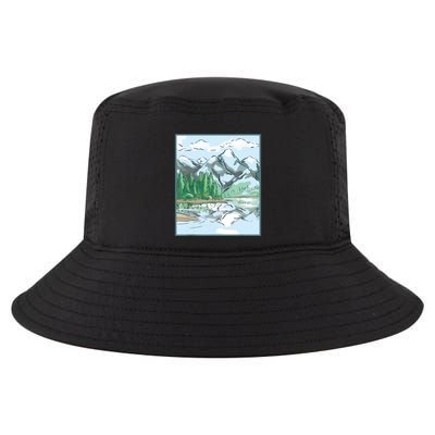 Nature Forest Lake Mountain Landscape Cool Comfort Performance Bucket Hat