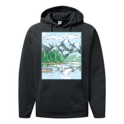 Nature Forest Lake Mountain Landscape Performance Fleece Hoodie