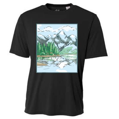 Nature Forest Lake Mountain Landscape Cooling Performance Crew T-Shirt