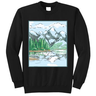 Nature Forest Lake Mountain Landscape Sweatshirt