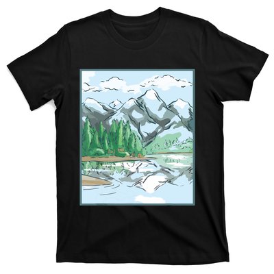 Nature Forest Lake Mountain Landscape T-Shirt