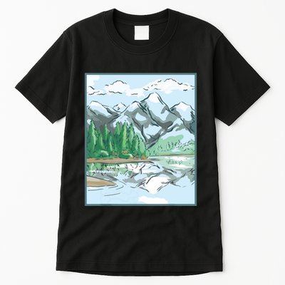 Nature Forest Lake Mountain Landscape Tall T-Shirt