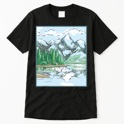 Nature Forest Lake Mountain Landscape Tall T-Shirt