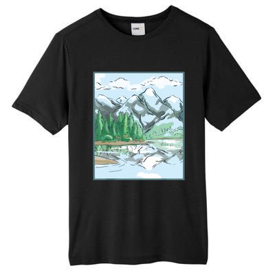 Nature Forest Lake Mountain Landscape Tall Fusion ChromaSoft Performance T-Shirt