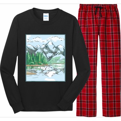 Nature Forest Lake Mountain Landscape Long Sleeve Pajama Set