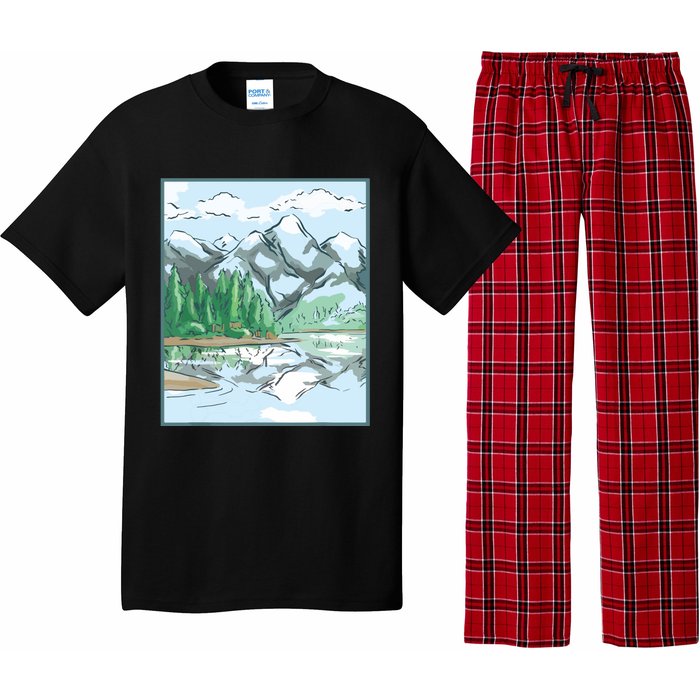 Nature Forest Lake Mountain Landscape Pajama Set