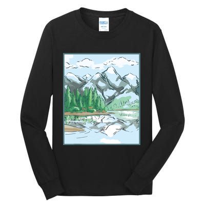 Nature Forest Lake Mountain Landscape Tall Long Sleeve T-Shirt