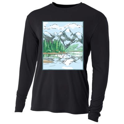 Nature Forest Lake Mountain Landscape Cooling Performance Long Sleeve Crew