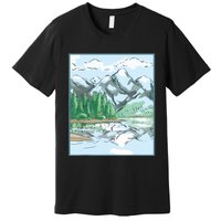 Nature Forest Lake Mountain Landscape Premium T-Shirt