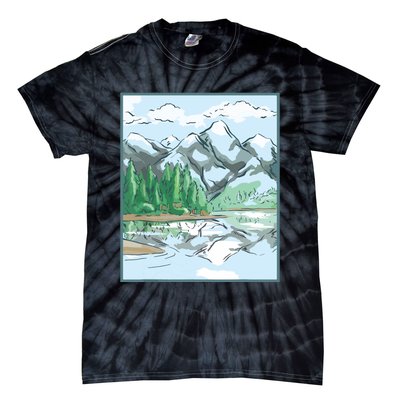 Nature Forest Lake Mountain Landscape Tie-Dye T-Shirt