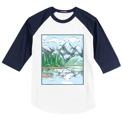 Nature Forest Lake Mountain Landscape Baseball Sleeve Shirt