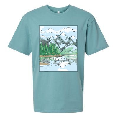 Nature Forest Lake Mountain Landscape Sueded Cloud Jersey T-Shirt