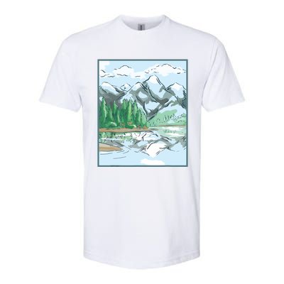 Nature Forest Lake Mountain Landscape Softstyle® CVC T-Shirt