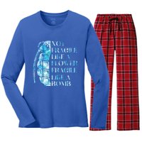 Not Fragile Like A Flower Fragile Like A Bomb Equality Pride Cool Gift Women's Long Sleeve Flannel Pajama Set 